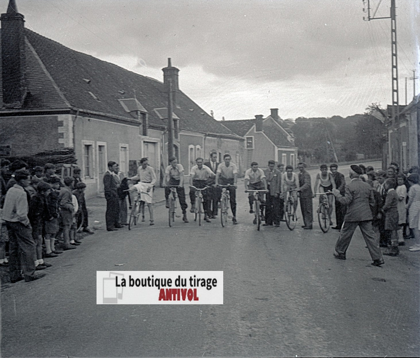Course cycliste, France, plaque verre, photo ancienne, négatif N&B 6x13 cm
