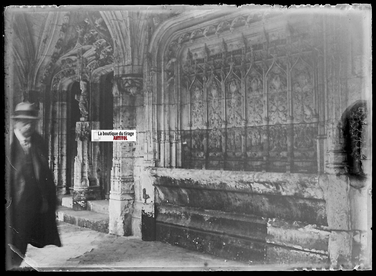 Abbaye Saint-Wandrille, Plaque verre photo, négatif noir & blanc 6x9 cm