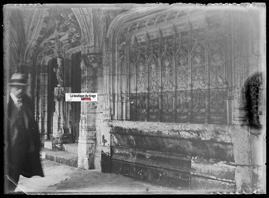 Abbaye Saint-Wandrille, Plaque verre photo, négatif noir & blanc 6x9 cm