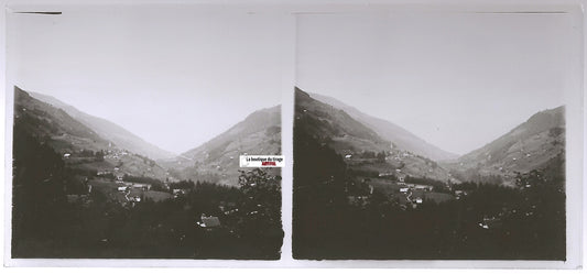 Paysage, montagne , Plaque verre photo stéréo, positif noir & blanc 6x13 cm - La Boutique Du Tirage 