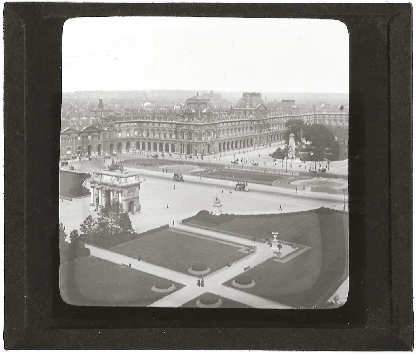 Jardin des Tuileries, Paris, photo ancienne plaque de verre, positif 8,5x10 cm