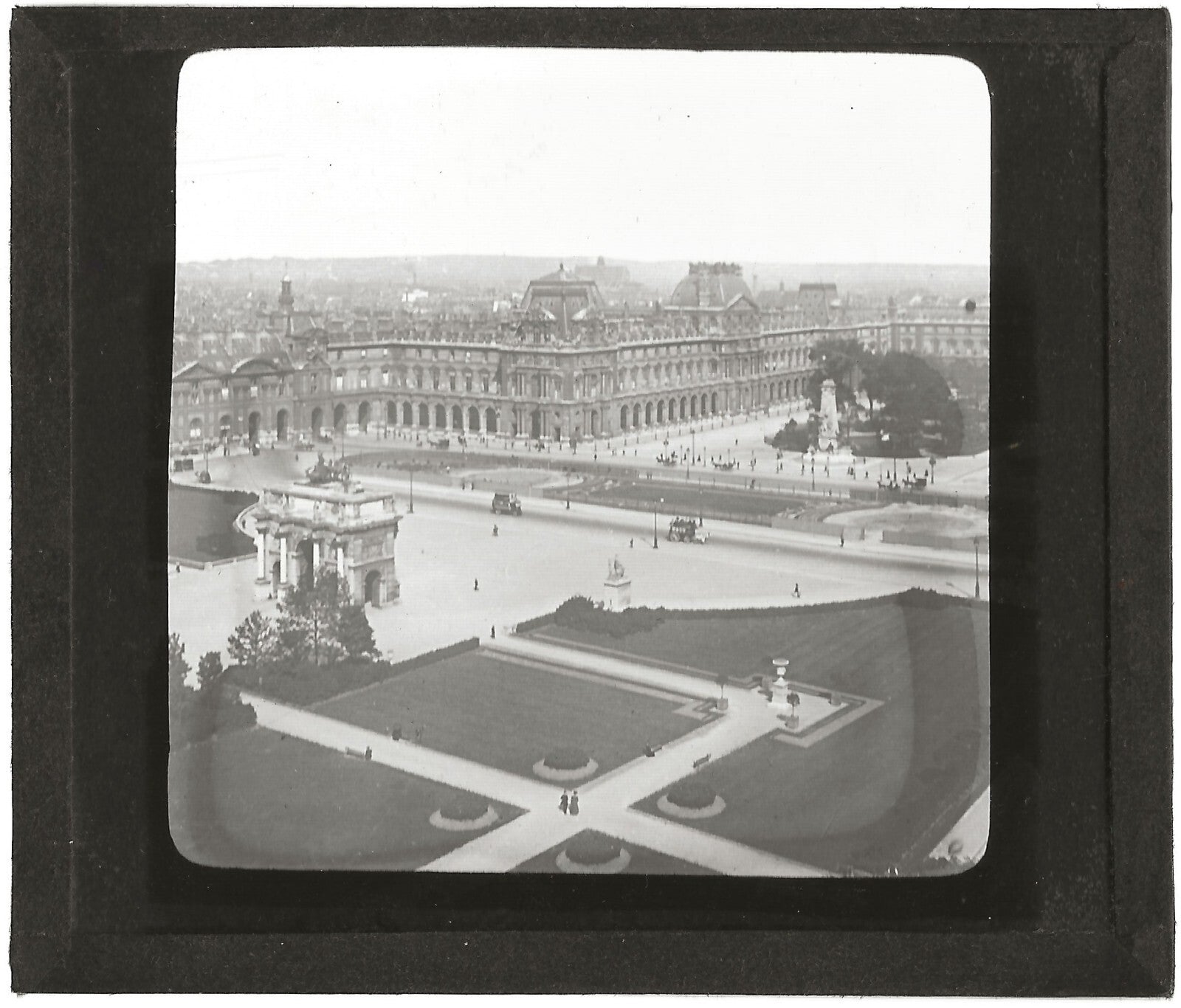 Jardin des Tuileries, Paris, photo ancienne plaque de verre, positif 8,5x10 cm