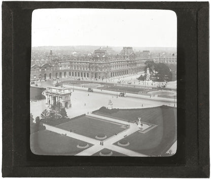 Jardin des Tuileries, Paris, photo ancienne plaque de verre, positif 8,5x10 cm