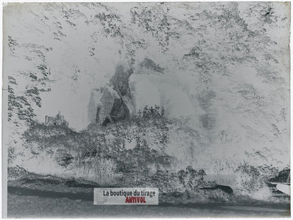 Grotte d’Apollon, Versailles, plaque verre, photo ancienne, négatif 9x12 cm