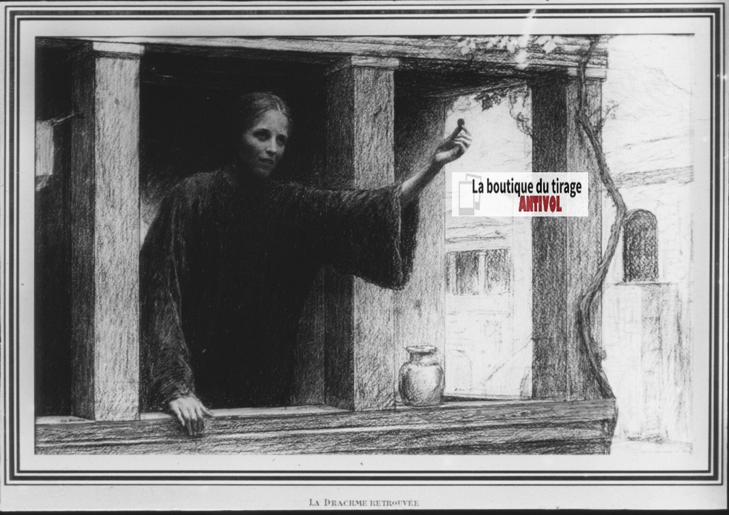 Luc, scène religieuse, dessin peinture plaque de verre, positif 8,5x10 cm