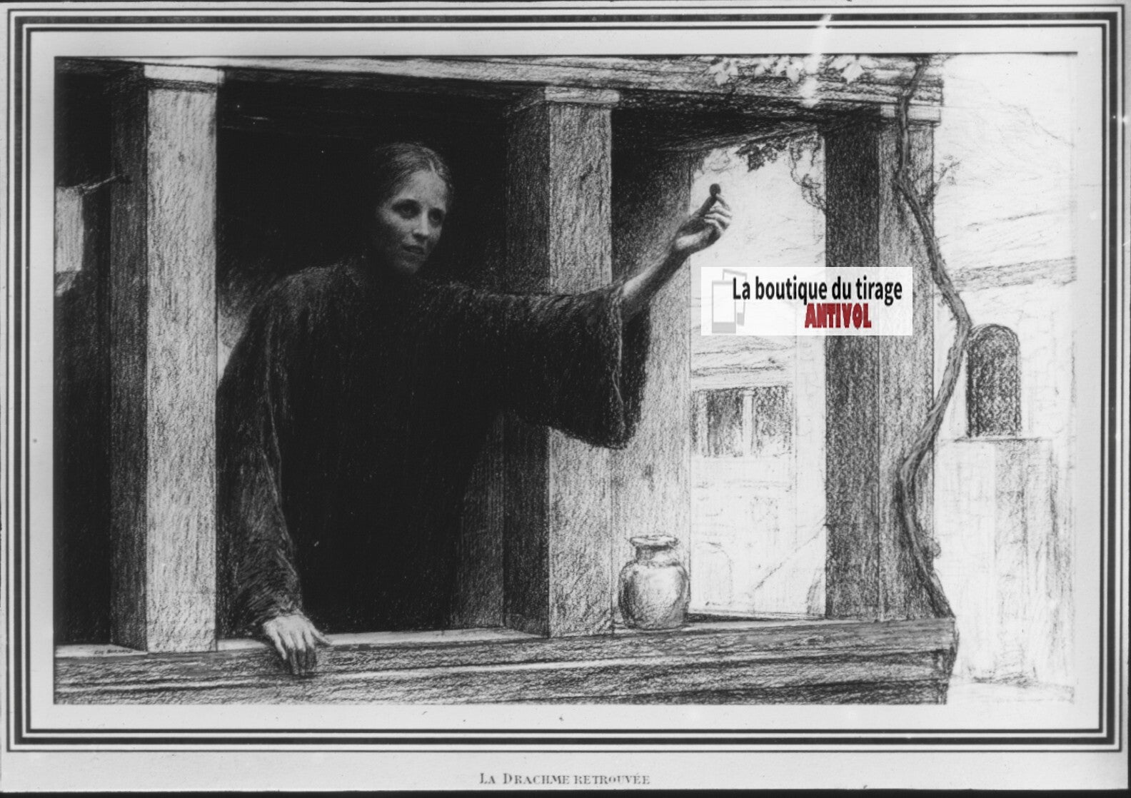 Luc, scène religieuse, dessin peinture plaque de verre, positif 8,5x10 cm