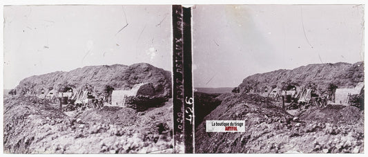 Fort de Vaux, WW1 guerre, plaque verre stéréo, photo ancienne 4,5x10,7 cm