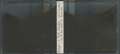 Pont Napoléon, Pyrénées, plaque verre, photo ancienne stéréo, sépia 6x13 cm