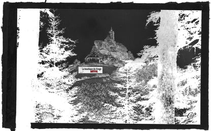 Plaque verre photo, négatif noir & blanc 9x14 cm, Dabo, Chapelle et hôtel