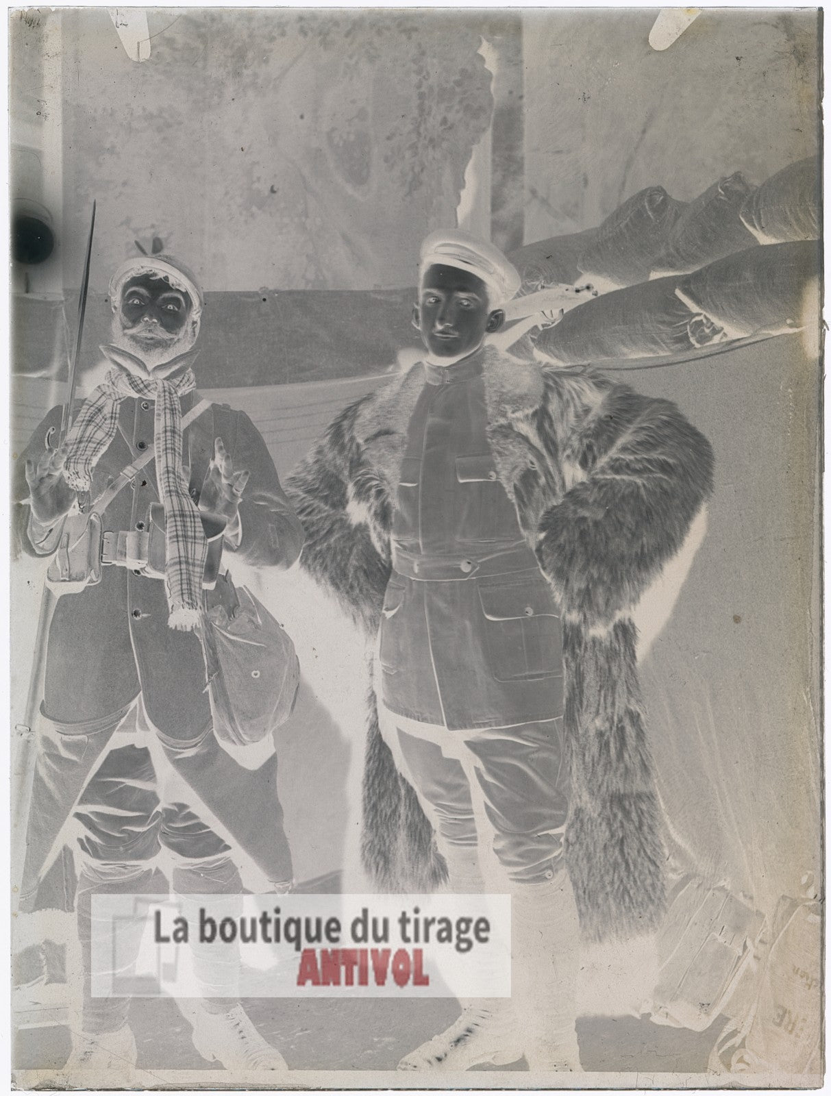Soldats, Première Guerre mondiale, plaque verre, photo ancienne, négatif 9x12 cm