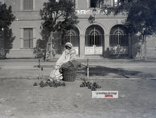 Algérie, Alger, centre-ville, plaque verre photo ancienne, négatif 9x12 cm