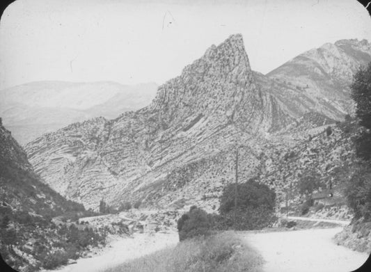 Castellane, Gorges du Verdon, photo ancienne plaque verre, positif 8,5x10 cm