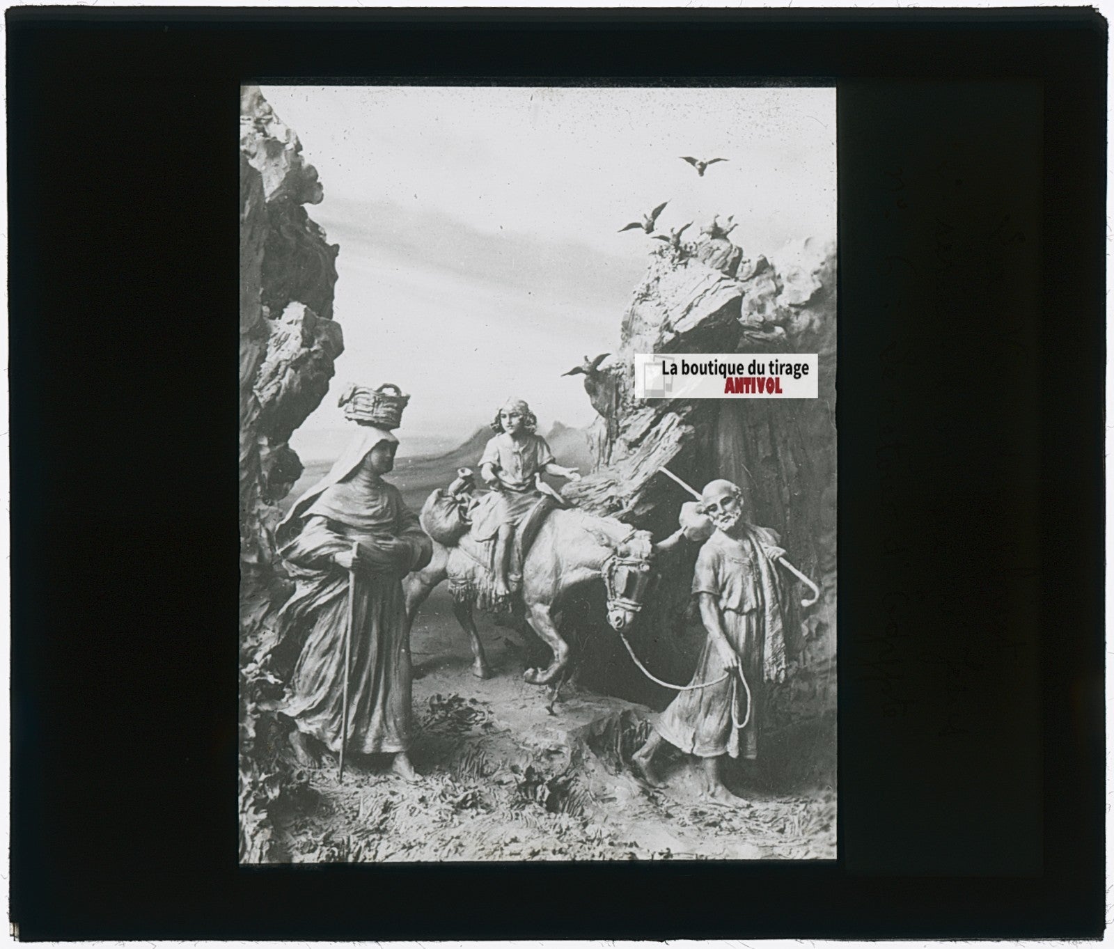 Le retour d’Égypte, photo plaque verre, noir & blanc, positif 8,5x10 cm