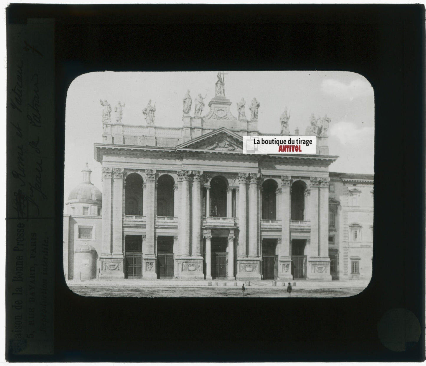 Saint-Jean-de-Latran, Rome, photo plaque verre, noir & blanc, positif 8,5x10 cm