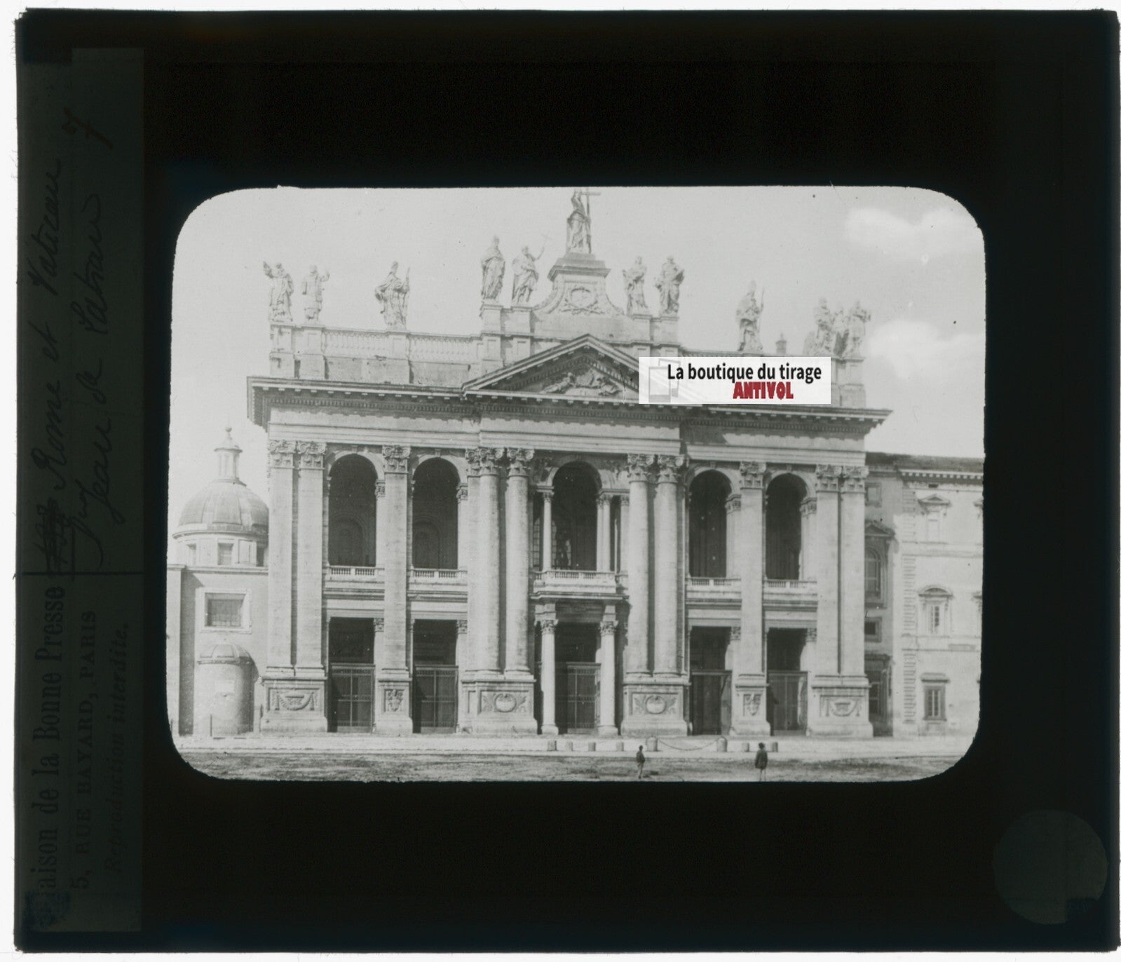 Saint-Jean-de-Latran, Rome, photo plaque verre, noir & blanc, positif 8,5x10 cm