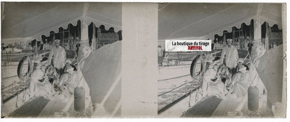 Bateau Bianca, Plaque verre stéréoscopie, négatif noir & blanc 4,5x10,7 cm