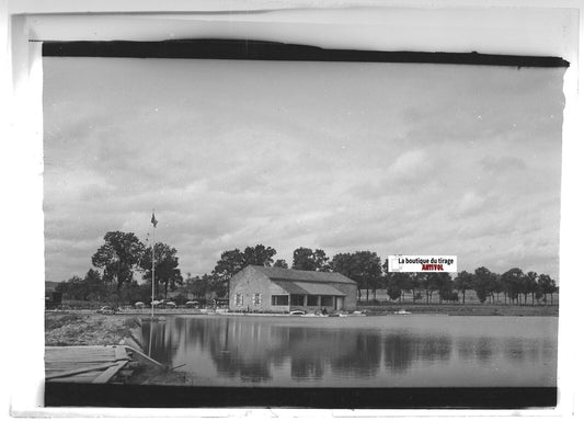 Plaque verre photo ancienne positif noir et blanc 13x18 cm base nautique France