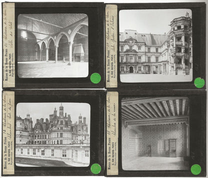 Châteaux France, histoire, photos plaques de verre, lot 10 positifs 8,5x10 cm