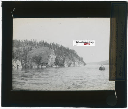 Blagovechtchensk, bateau, photo plaque verre, noir & blanc, positif 8,5x10 cm