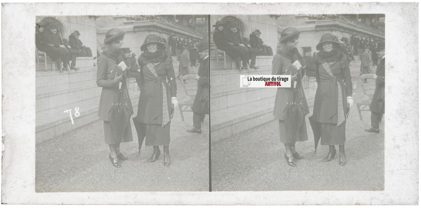 Hippodrome de Longchamp, Paris, stéréoscopie plaque verre, positif 8,5x17 cm