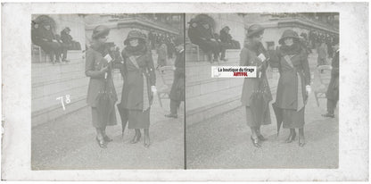 Hippodrome de Longchamp, Paris, stéréoscopie plaque verre, positif 8,5x17 cm