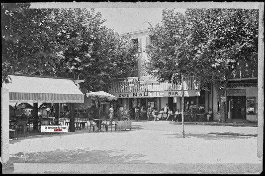 Sainte-Maxime, Café bar Nautic, Plaque verre photo, négatif noir & blanc 9x14 cm