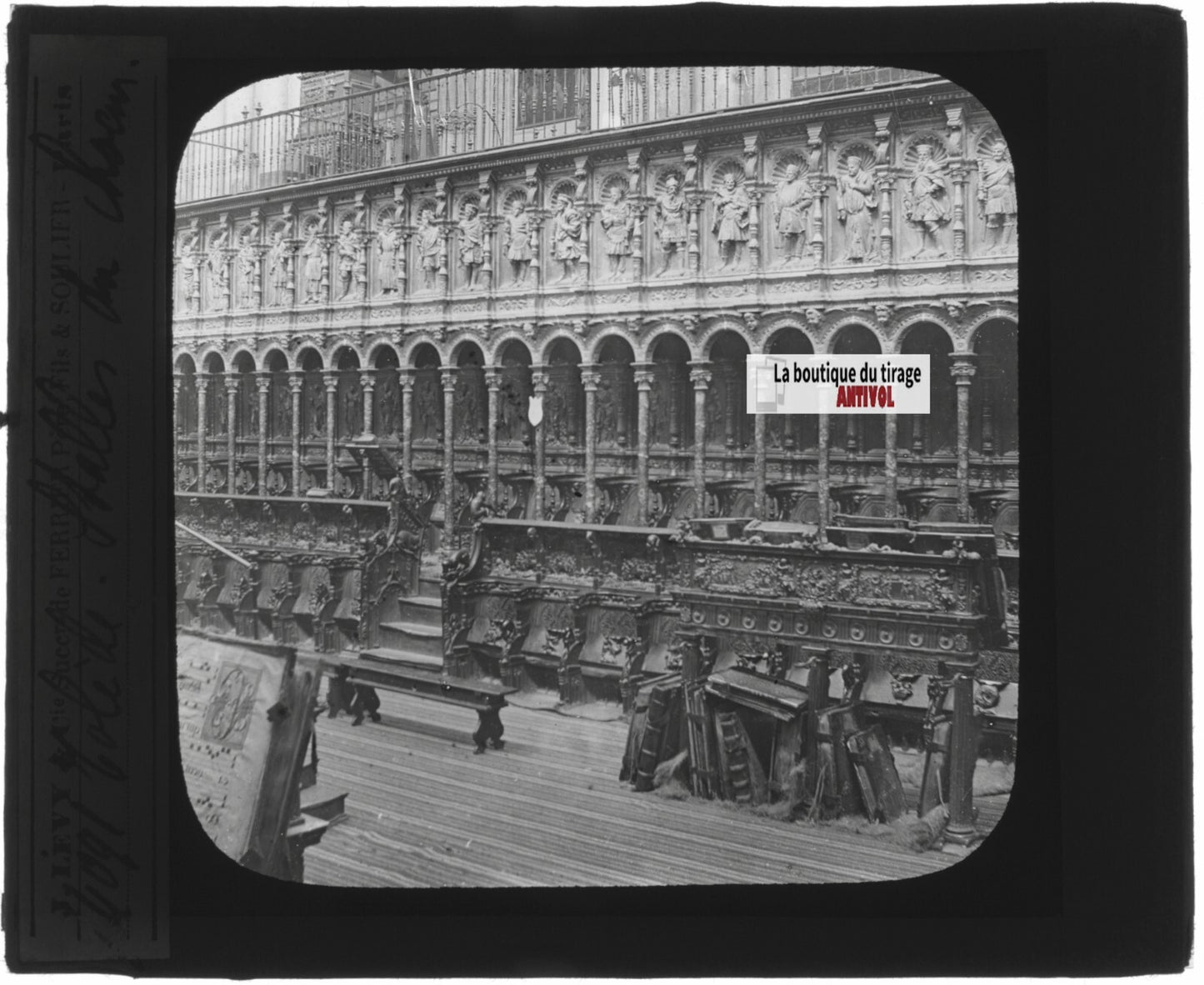 Cathédrale Sainte-Marie de Tolède, photo plaque de verre, positif 8,5x10 cm