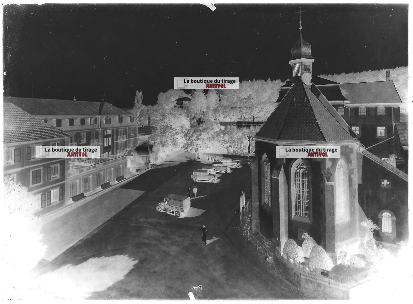 Plaque verre photo ancienne négatif noir et blanc 13x18 cm Trois Epis France