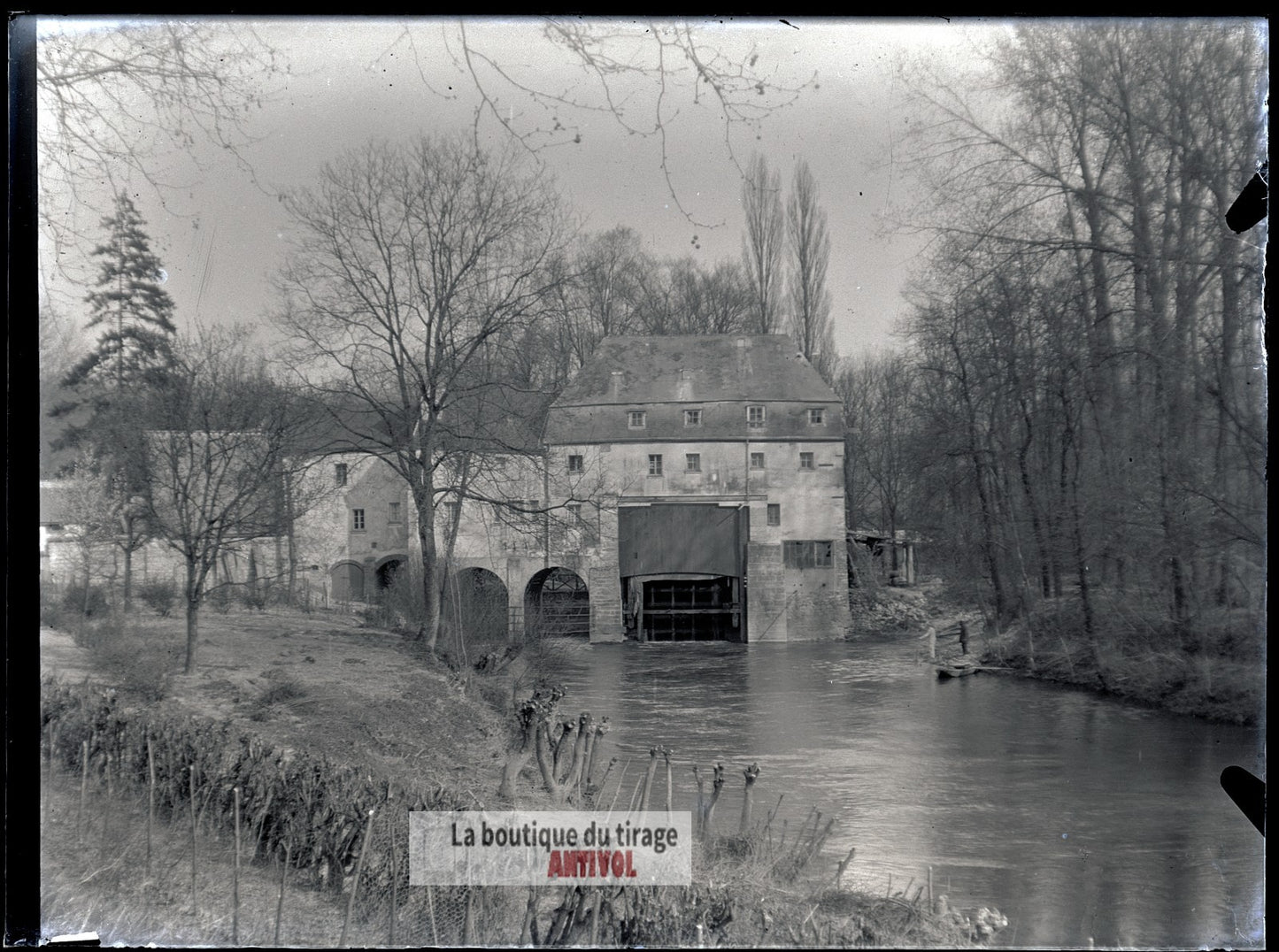 Moulin des Corbeaux, Saint-Maurice, plaque verre, photo, négatif 9x12 cm
