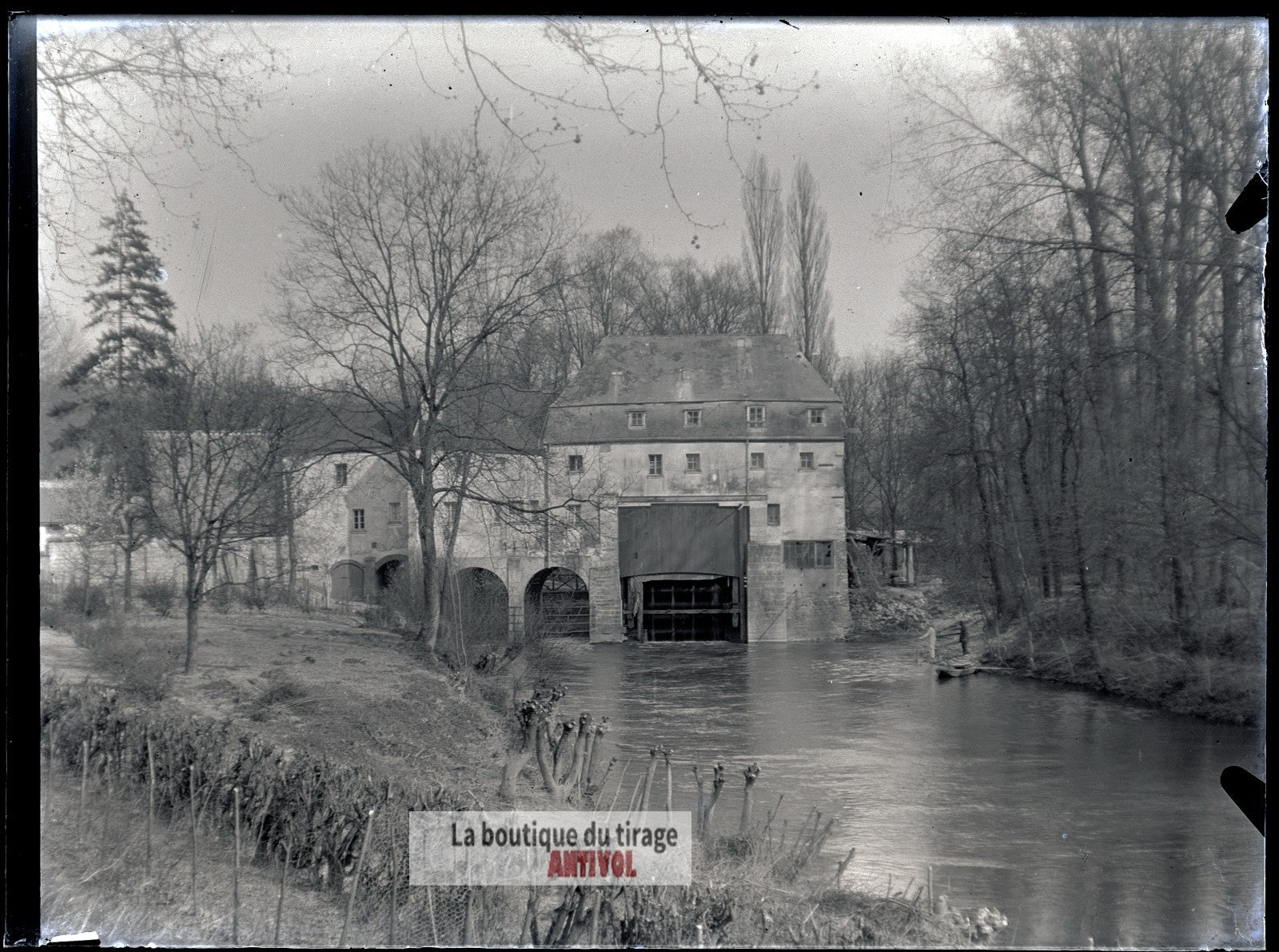Moulin des Corbeaux, Saint-Maurice, plaque verre, photo, négatif 9x12 cm