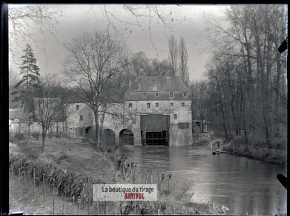 Moulin des Corbeaux, Saint-Maurice, plaque verre, photo, négatif 9x12 cm