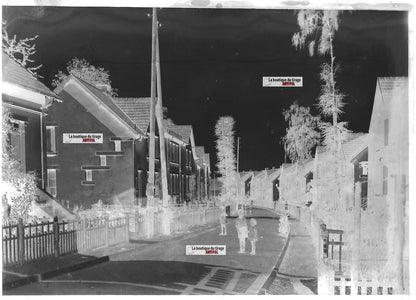 Plaque verre photo ancienne négatif noir et blanc 13x18 cm Hargarten-aux-Mines