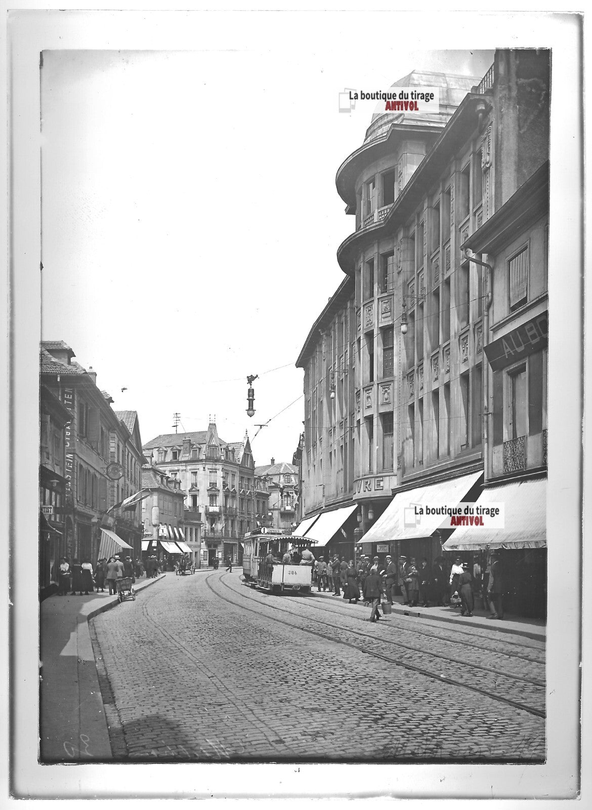 Mulhouse, tramway, gare, photos plaque de verre, lot de 5 positifs 13x18 cm