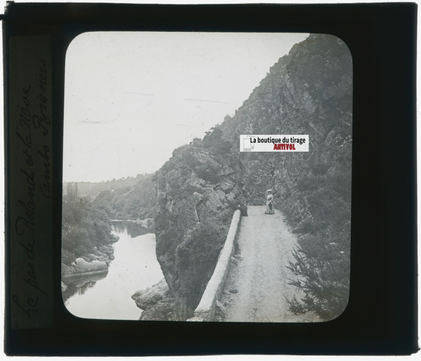 Gorges du Pas de Roland, photo plaque verre, noir & blanc, positif 8,5x10 cm