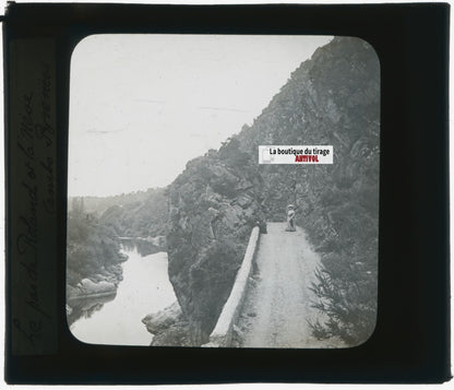 Gorges du Pas de Roland, photo plaque verre, noir & blanc, positif 8,5x10 cm