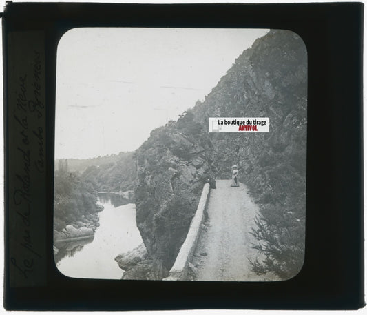 Gorges du Pas de Roland, photo plaque verre, noir & blanc, positif 8,5x10 cm
