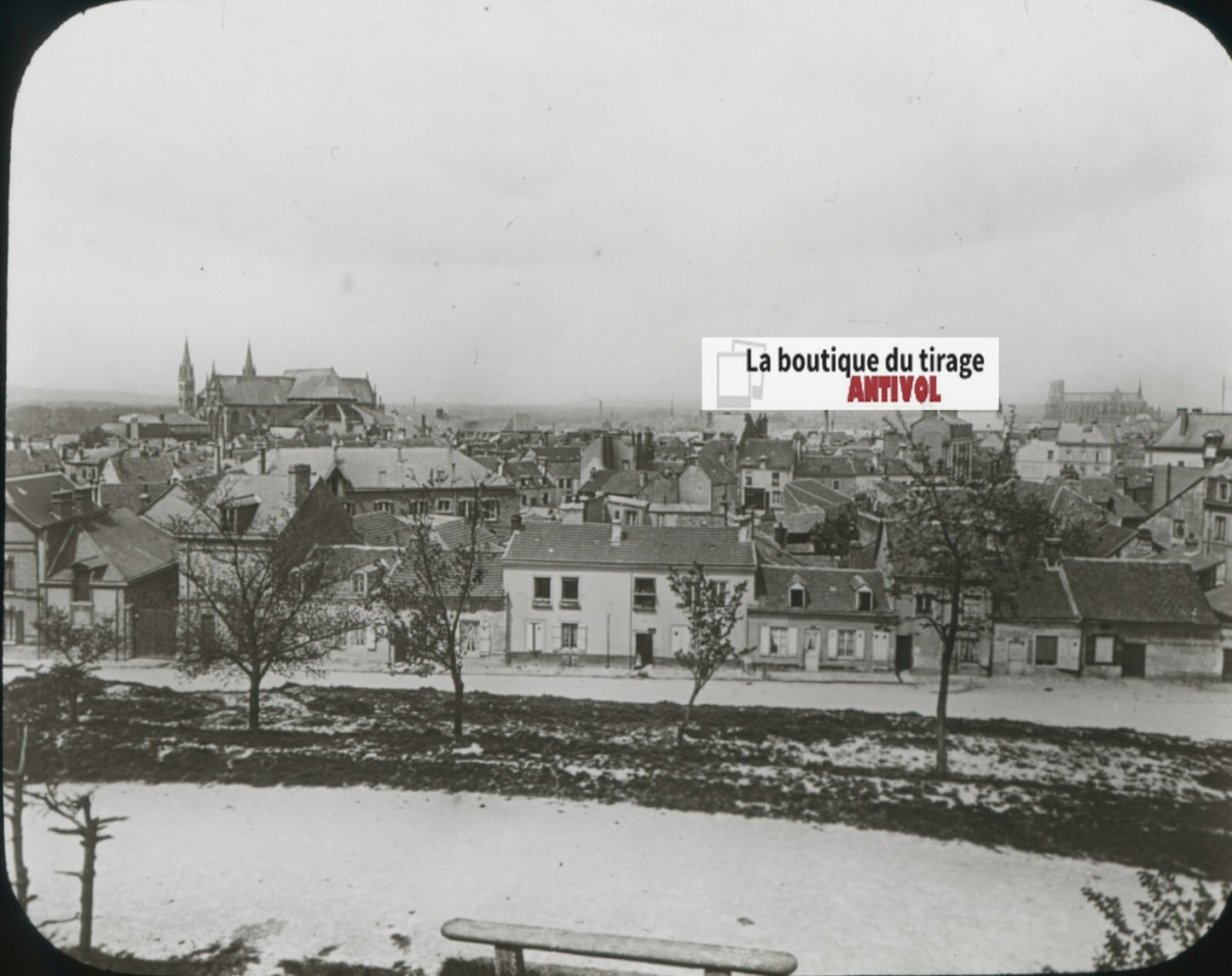 Reims, Marne, France, photo plaque verre, noir & blanc, positif 8,5x10 cm