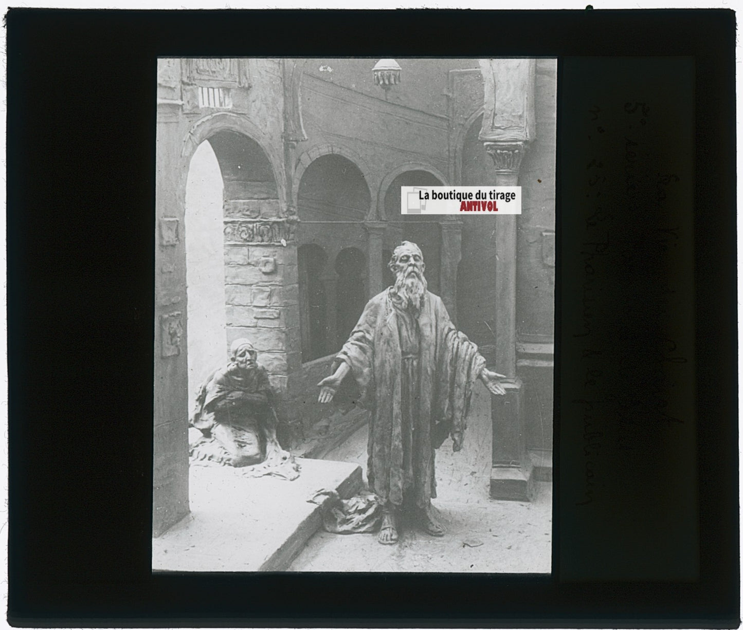 Pharisien et le publicain , photo plaque verre, noir & blanc, positif 8,5x10 cm