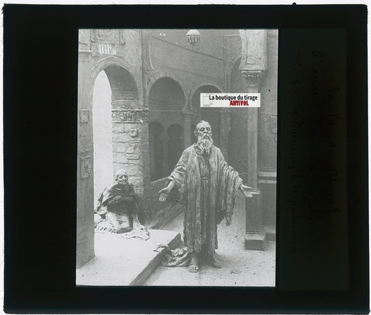 Pharisien et le publicain , photo plaque verre, noir & blanc, positif 8,5x10 cm