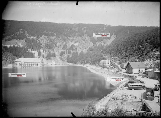 Plaque verre photo ancienne négatif noir et blanc 13x18cm lac Noir Orbey Vosges