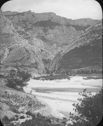 Gorges du Verdon, Aiguines, photo ancienne plaque de verre, positif 8,5x10 cm