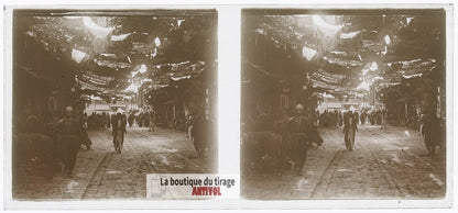 Beyrouth, souk, Liban, plaque de verre, photo ancienne stéréo 6x13 cm