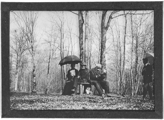 Plaque verre photo positif noir et blanc 6x9 cm famille forêt bois glass plate 