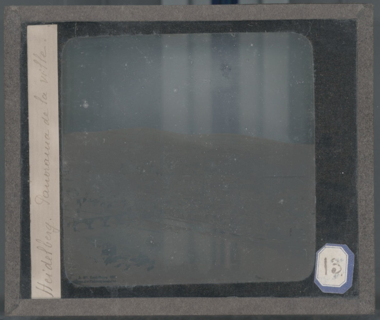 Heidelberg, Allemagne, Neckar, photo ancienne plaque verre, positif 8,5x10 cm