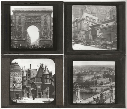 Paris, France, photos anciennes plaques de verre, lot 10 positifs 8,5x10 cm