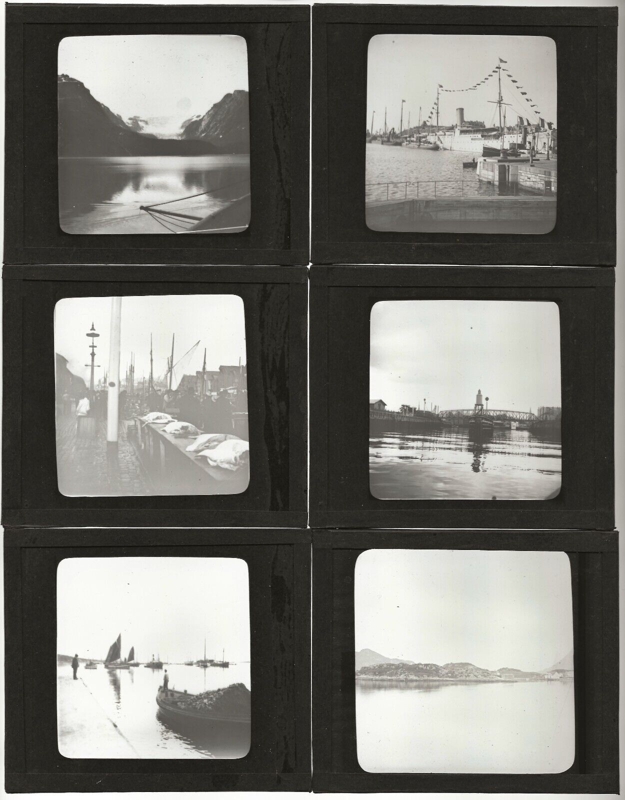 Norvège, bateaux, Tromsø, photos plaques de verre, lot 10 positifs 8,5x10 cm