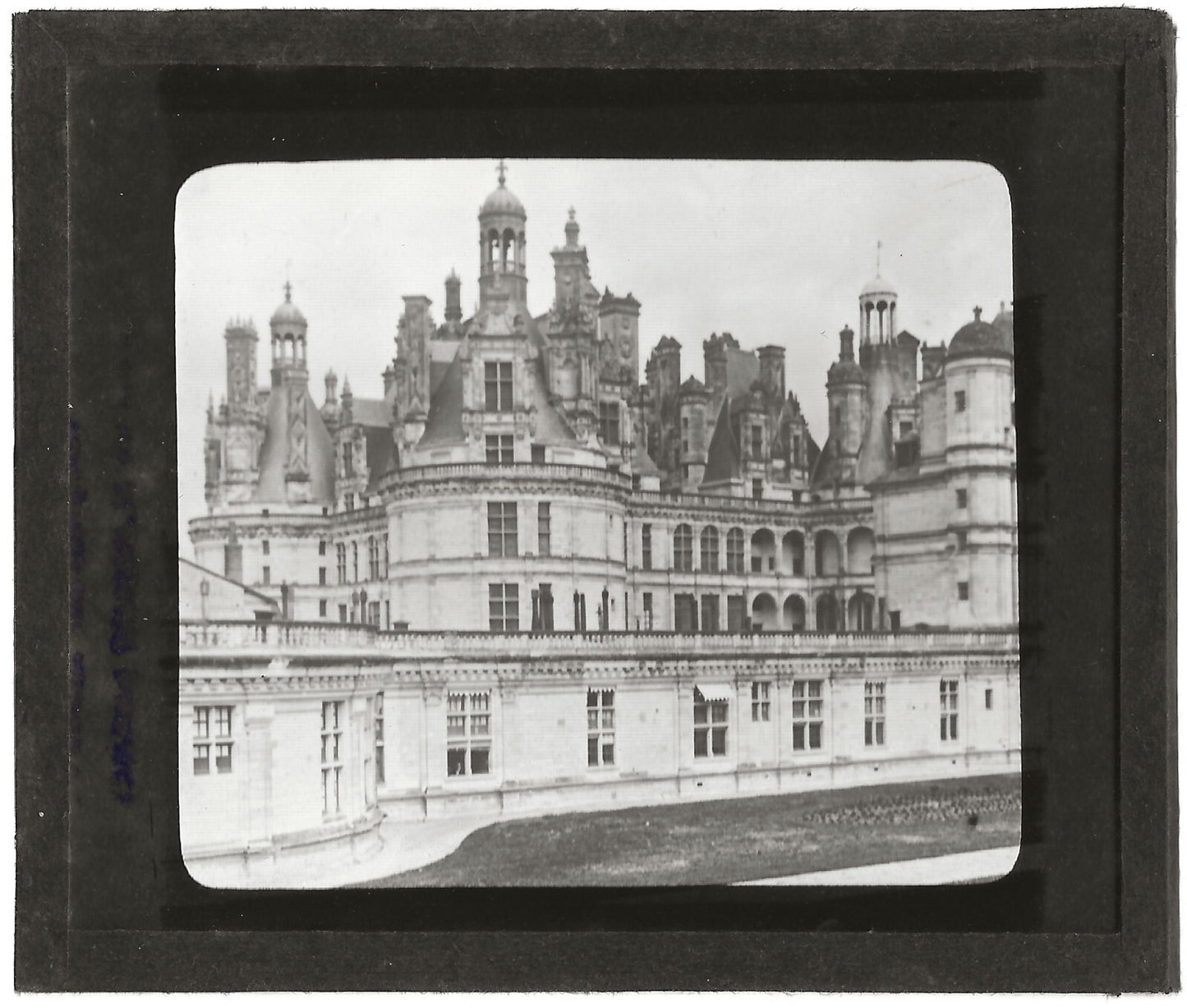 Château de Chambord, photo ancienne plaque verre, positif 8,5x10 cm