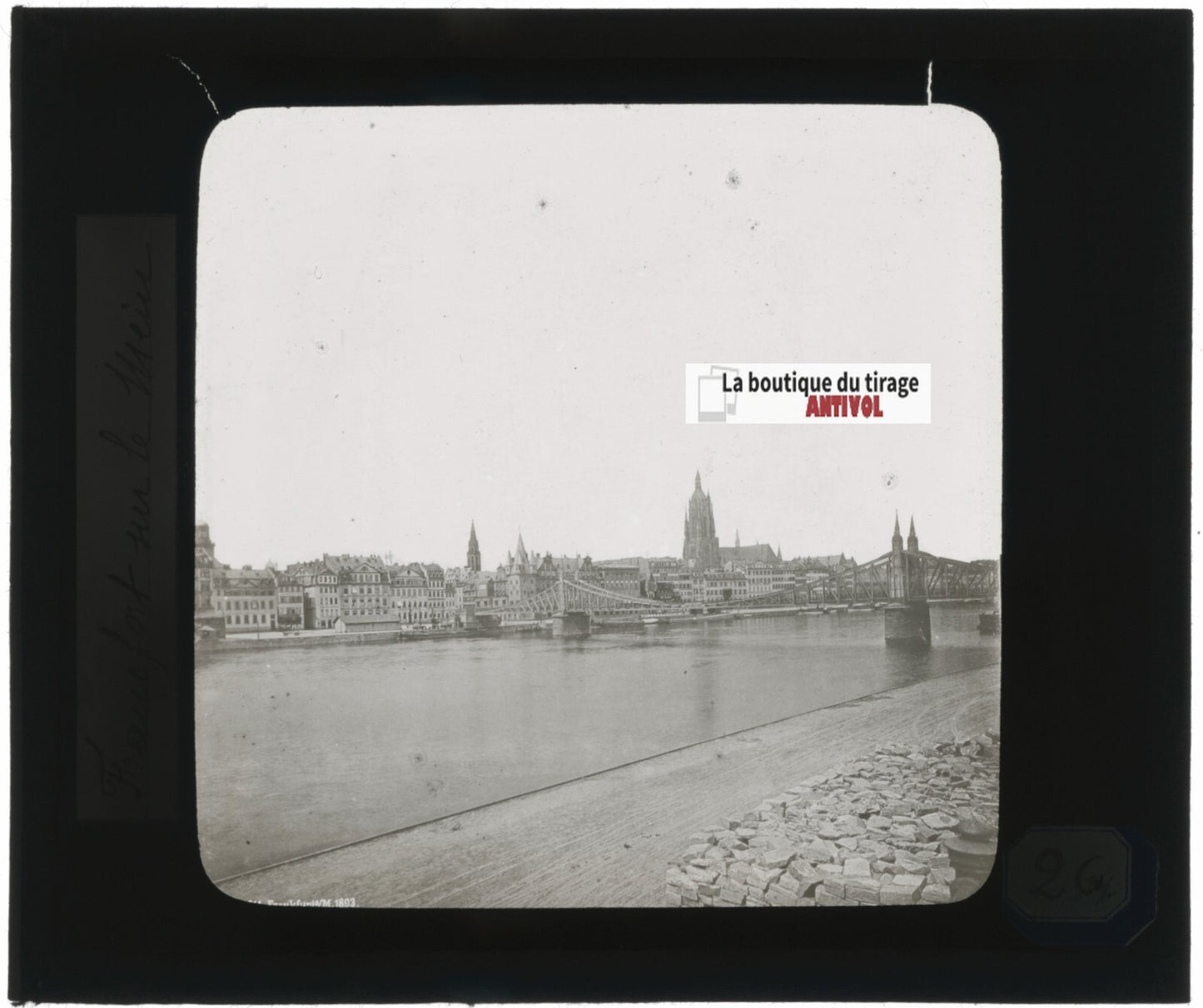 Francfort-sur-le-Main, Allemagne, photo plaque verre, positif 8,5x10 cm