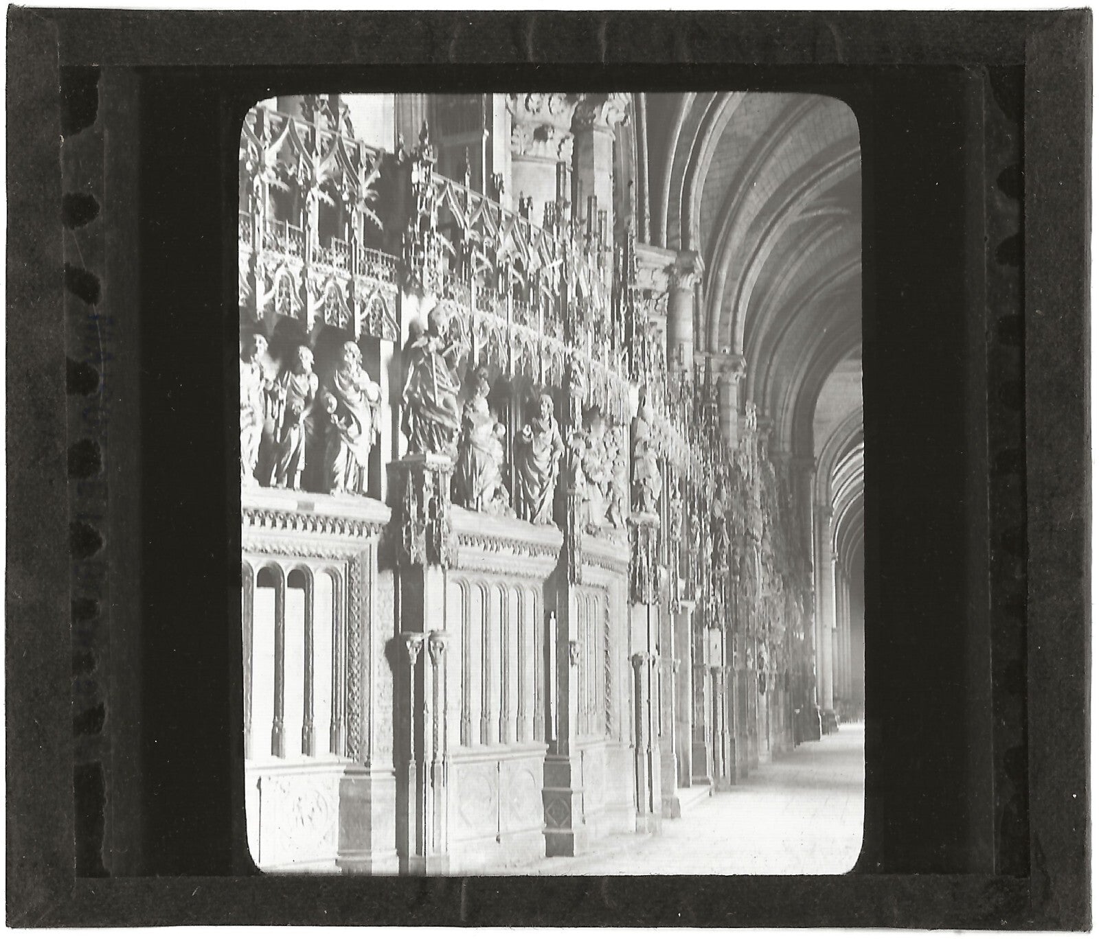 Chartres, tour du Choeur, photo ancienne plaque verre, positif 8,5x10 cm