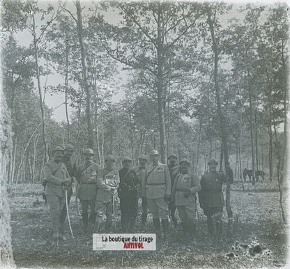 Soldats, Première Guerre Mondiale, plaque verre photo ancienne stéréo 6x13 cm